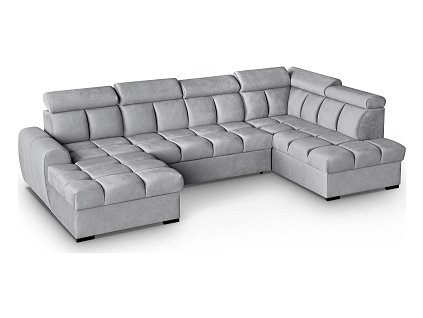 GEMMA U -LEVÁ sedací souprava - látka SVĚTLE ŠEDÁ Bluvel 03 (GOMEZ - U ) - kolekce "MRS" (K250-E)NOVINKA