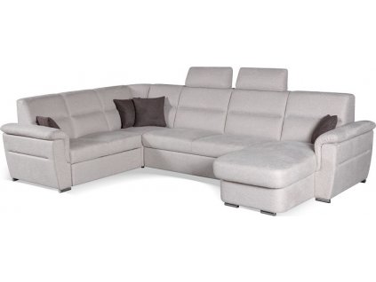 AVATAR U - PRAVÁ 2BZS+ROH+3BBZFZZ+OT1BPZS-sedací souprava , látka BÍLÁ KÁVA Matana 17/ polštářky dek.Matana 20 čokoládová,(Avatar 21BLZS+R+3BBZFZZ+OT1BPZP=4balíky) kolekce "MP"(K250) NOVINKA