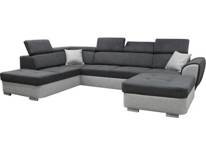 MALIBU U (MALMO U) - Levá sedací souprava - TMAVĚ ŠEDÁ sedák,opěrák,záhlavníky Matana 05/ korpus, polštářky Matana 01 SVĚTLE ŠEDÁ (FI) - kolekce "F" (K250-Z) NOVÁ LÁTKA