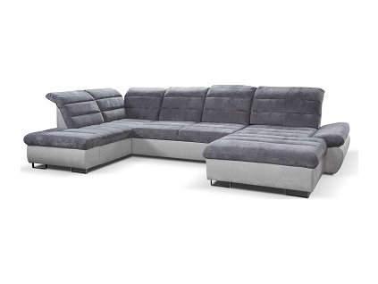 ROMANTIKA U -(ROMA) OSL-3F-OSBP -levá sedací souprava , látka SVĚTLE ŠEDÁ/TMAVĚ ŠEDÁ korpus MISTERIO 80 /sedák, opěrák MISTERIO 90  kolekce (ST) - "STA" (K250) NOVÁ LÁTKA