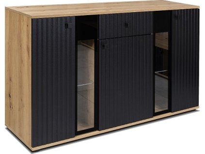 SORENTA NEW LAMELY - komoda lamino Dub artisan/ černá (SALSA BL/AR20=2balíky) "LP" (K150-Z)