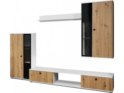 SORENTA NEW LAMELY - byt. stěna lamino Bílá/ dub artisan (SALSA  AR/WH01=2balíky) "LP" (K150-Z)