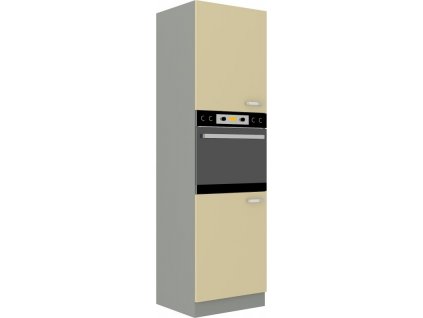 Kuchyňská skříň Karpo na vestavenou troubu 60 DP 210 2F krémový lesk/šedá