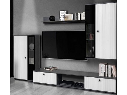 Obývací stěna Silos LAMELY bílá/matera