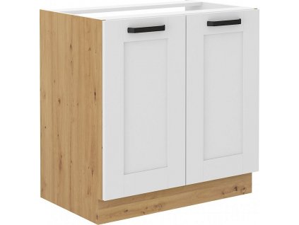 Dřezová skříňka, bílá/dub artisan, LULA 80 ZL 2F BB