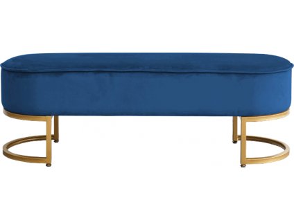 Designová lavice, modrá Velvet látka/gold chrom-zlatý, MIRILA NEW