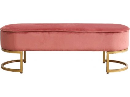 Designová lavice, růžová Velvet látka/gold chrom-zlatý, MIRILA NEW