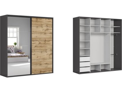 skř. FLEX (š. 220) ZESTAW 136 grafit/dub wotan