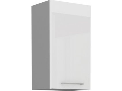 Horní kuchyňská skříňka Bolzano 45-G-72-1F-bílý lesk/šedá