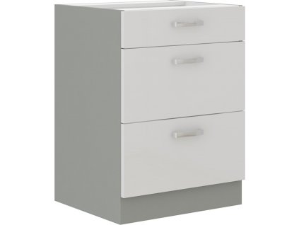 Kuchyňská skříňka Bolzano 60 D 3S BB bílý lesk/šedá