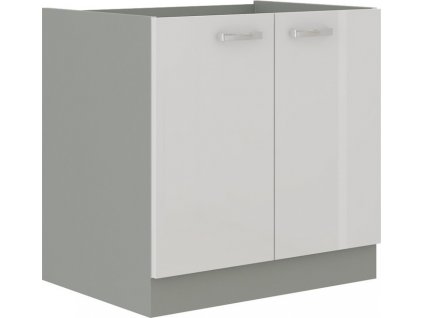 Kuchyňská skříňka Bolzano 80 D 2F BB bílý lesk/šedá