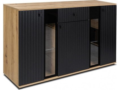 Komoda Silos LAMELY černá/dub artisan