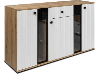 Komoda Silos LAMELY bílá/dub artisan