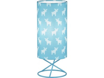 Stolní lampa, kov/modré textilní stínítko, AVAM