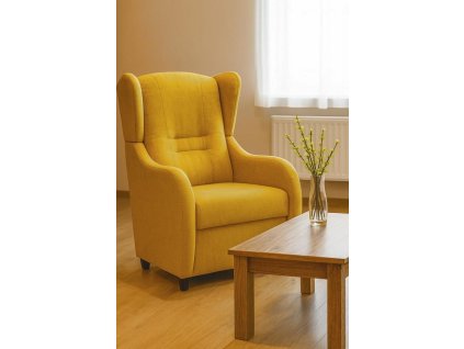 Relaxační křeslo ušák René Aston 8 mustard