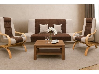 Sedací souprava Jola 3F+1+1 hnědá/dř.buk