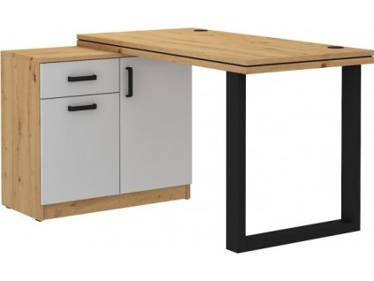 Psací stůl s komodou Matylda 140 sv.šedá/dub artisan
