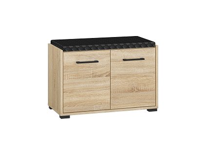 CAMERON 02 - botník 2D, lamino dub sonoma/ čalouněný sedák Černá eco kůže prošívaná,  (ML) (CARO02=1BALÍK)(K150) NOVINKA