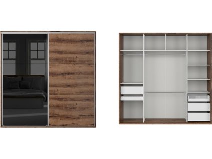 skř. FLEX (š. 220) ZESTAW 8 dub monastery/černý lesk***