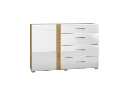 ADA  04 -Komoda 1D4S,lamino DUB CASTELLO/BÍLÁ LESK MDF (ML) (ADAGIO04=2BALÍKY) (K150)NOVINKA