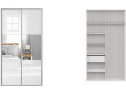 skř. FLEX (š. 120) ZESTAW 1 bílá/bílý lesk/zrcadlo