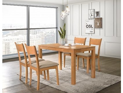 Jídelní set VAŠEK stůl + VILMA židle 4ks (Varianta Olše/ látka Sand)