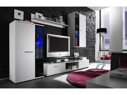 Obývací stěna SAMARA (L) (Varianta bílá / černá)