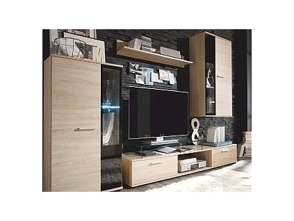 Obývací stěna SAMARA (L) (Varianta bílá / černá)