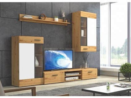 Obývací stěna TWINGO (L) (Varianta bílá / dub Sonoma)