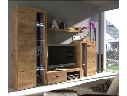 Obývací stěna ZUMBA s vitrínami (Varianta bílá)