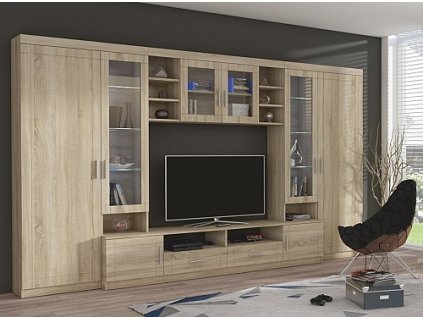 Obývací stěna PARIS (Varianta dub sonoma - celé)