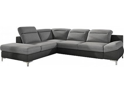 Sedací souprava TIM "L" (W) (AKCE) (Varianta Jasmine 100 korpus černý / Evolution 19 šedý, Orientace levá)