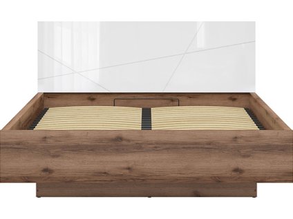 FORN LOZ/160/B S ROŠTEM bez matrace dub delano tmavý/bílý lesk