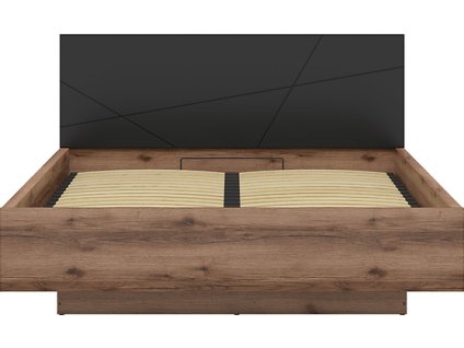 FORN LOZ/160/B S ROŠTEM bez matrace dub delano tmavý/černý mat