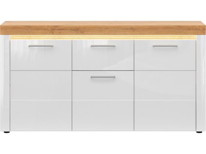 HORTON KOM3D1S bílý lesk/dub zlatý grandson