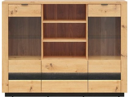 OSTIA KOM2W2S dub artisan/černý lesk