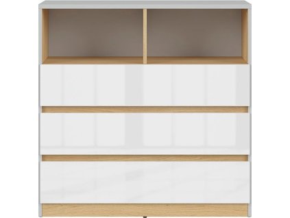 NANDU KOM3S šedá/dub polský/bílý lesk