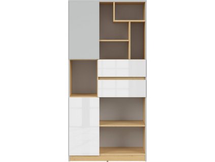 NANDU REG2D2S šedá/dub polský/bílý lesk/bílý lesk