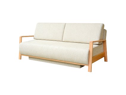 MELÁNIE DE LUX RETRO - 3POHOVKA dřevěné područe - látka SVĚTLE BÉŽOVÁ PW 03/ dřevo BUK (Mania de luxe RETRO)kolekce "FN" (K250-Z)