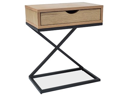 LEON I - ODKLÁDACÍ STOLEK - MDF/dýha - dub / černá  (LIZIDC) (S) (K150-Z)