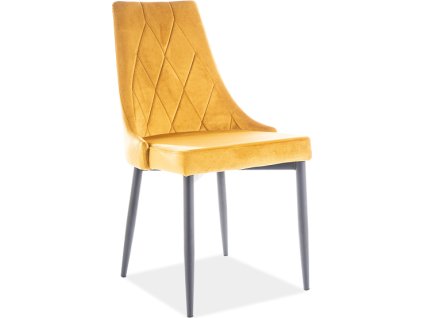 TRIX B VELVET -  jídelní židle látka ŽLUTÁ -curry Bluvel 68 / nohy černý kov (TRIXVCCU) (S) (K150-Z)