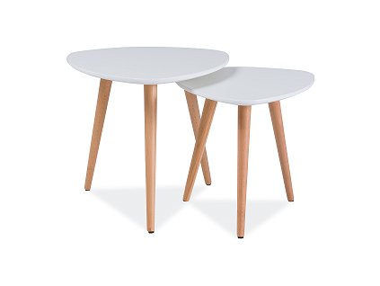 NOLAN A - set 2ks konferenčních stolků bílá MDF/buk masiv (NOLANABBU=1BALÍK) (S) (K150-E)