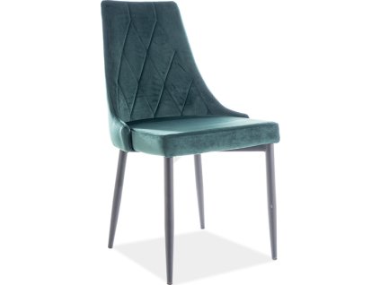 TRIX B VELVET -  jídelní židle látka ZELENÁ - Bluvel 78 / nohy černý kov (TRIXVCZ) (S) (K150-E)
