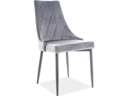 TRIX B VELVET -  jídelní židle látka ŠEDÁ - Bluvel 14/ nohy černý kov (TRIXVCSZ) (S) (K150-Z)