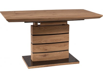 LEONARDO 1 jídelní stůl rozkládací lamino Dub/ sklo černá (LEONARDODD140) (S) (K150-Z)