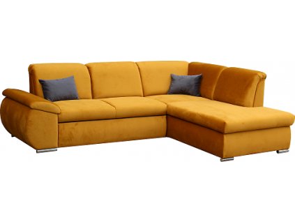 CARO  Levá - sedací souprava , látka HOŘČICOVÁ Kronos 1/polštářky Kronos 34-tm. šedá(FE) kolekce - "E" (K250) NOVÁ AKČNÍ LÁTKA