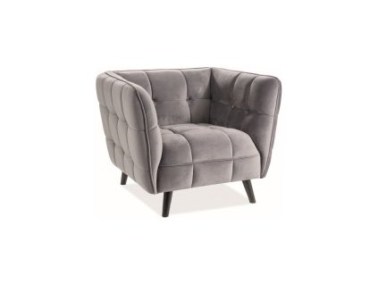 CASTELLO 1 VELVET - křeslo , látka Šedá Bluvel 14 / nožky wenge - (CASTELLO1V14) (S) (K250-E)