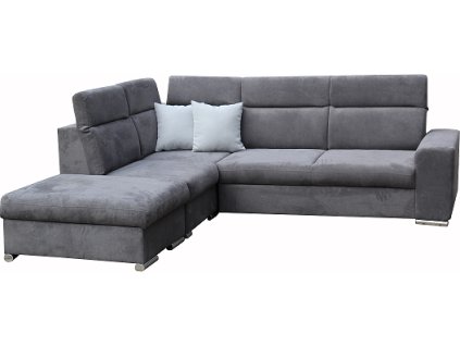 ROMEO Pravá - sedací souprava, látka TMAVĚ ŠEDÁ Brooklyn antracite/poštářky dek.Brooklyn fog -světle šedá(FE) kolekce - "E" (K250)