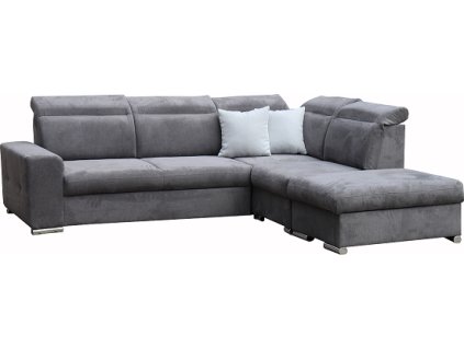 ROMEO Levá - sedací souprava, látka TMAVĚ ŠEDÁ Brooklyn antracite/poštářky dek.Brooklyn fog -světle šedá(FE) kolekce - "E" (K250-Z)