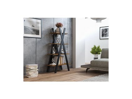 TRENDY TIP - REGÁL POLICOVÝ - MDF - dub wotan/ černá (TIPIDWC=1balík) (S) (K150-Z)